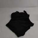 One Piece Swimsuit for Women Ribbed Tummy Control Bathing Suit Ruched Swim Suit Slimming Swimwear (X-Large, Black)