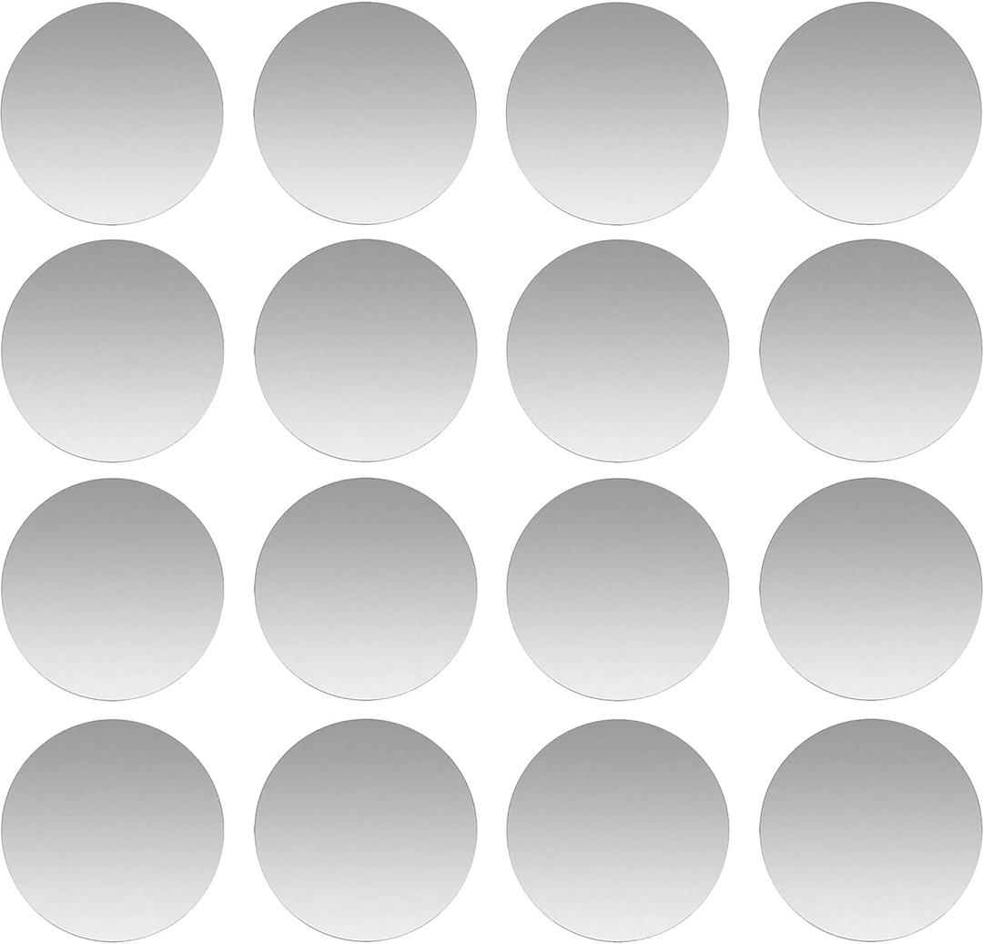 SALEX Phone Metal Plates for Magnetic Car Mount, Wall, Phone Holder. Replacement Set of 16 Silver Round Iron Discs Without Holes. 3M Adhesive Thin Steel Cell Phone Case Back Magnet Stickers 16 Pack.