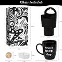 White Elephant Gifts for Adults, Funny Coffee Mug with Finger on the Bottom, French Fry Holder & Sauce Holder Set, Date Night Ideas Food Choice Dice, Gag Gifts Stocking Stuffers for Men Women - Black