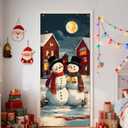 Christmas Snowman Decorations Door Cover,Winter Christmas Xmas Snowman Door Covers Doorway Banners Photography Backdrop Decor for Indoor Outdoor Winter Holiday,35x79 Inch