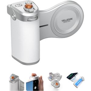 TELESIN Magnetic Imaging Master Grip, Ergonomic DSLR-Style Phone Camera Grip with 3200mAh Battery, Wireless Shutter Button, Custom Colorful Keycaps, Strong Magnetic Hold for iPhone Mag-Safe & Android