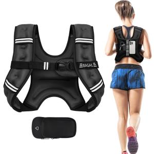 BAGAIL Weighted Vest, 5lbs Weight Vest with Detachable Phone Pouch, Rucking Vest for Women, Men, Walking, Weight Loss, Training, Running (5 lb, Black)