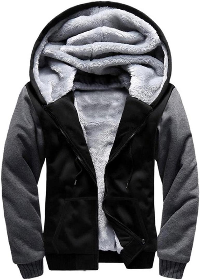 Men's Heavyweight Fleece-Lined Hoodie, Thickened Warm with Kangaroo Pocket for Outdoor & Casual Wear (XXXL)