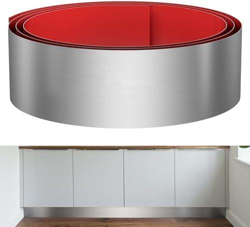 Sanbege Stainless Steel Toe Kick Cover, 6" x 33" Baseboard Plate, Self Adhesive Kickplate for Bottom of Door, Kitchen Island, Cabinet, Cupboard (Brushed Nickel)