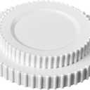 PLASTICPRO 64 Piece Combo Plastic Dinner Plates Disposable Plastic Fancy Heavy Duty Party Dishes 7 inch and 10 inch, White Beaded