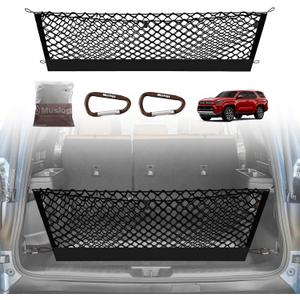 Muslogy Truck Bed Cargo Net Trunk Netting Compatible with 2025 2026 Toyota 4Runner Accessories, Pickup Cargo Organizer SUV Sedan Storage Net w/Heavy Duty Carabiners