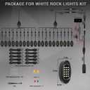 20 Pods Pure White LED Rock Lights with Extension Wires, IP67 Waterproof 6500K Super Bright White Underglow Kit for Semi Truck Sedans Trailer Offroad Pickup RV Vans Bus Under Car Lighting
