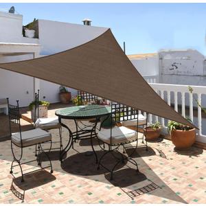 Garden EXPERT 10'x10'x14' Sun Shade Sail Brown Right Triangle Canopy Sail Shade for Patio Garden Outdoor Backyard