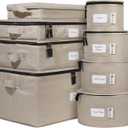 China Storage Hard Shell Containers 8-Piece Set Moving Boxes for Dinnerware, Glasses, Plates, Mugs and Saucers Sturdy Dish Organizer with Dividers for Seasonal Storage - Service for 12 - Brown