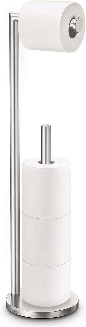 Toilet Paper Holder Stand, Toilet Paper Stand Brushed Nickel, Free Standing Toilet Paper Holder, Toilet Paper Storage by Bathth