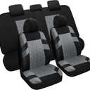Pariitadin Car Seat Covers Full Set, Washable and Breathable Premium Cloth Automotive Vehicle Seat Cover for Car Interior, Universal Fit for Most Cars, Sedan, Truck, SUV(Black/Gray)