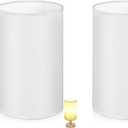 ULTECHNOVO 2pcs Lamp Shade, Light Fixture Replacement E27 Lampshade Light Shade Rustic Farmhouse Lampshade Barrel Fabric for Table Lamp & Floor Light, 5.1x7.9x5.1 inch (White)
