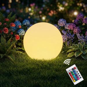 8 Inch Solar Globe Lights Outdoor Waterproof, LED Solar Ball Light Outdoor 16 RGB Colors 4 Modes with Remote Control, Solar Shpere Lamp Orb Light for Patio,Garden,Yard,Beach,Pathway