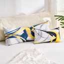 Lumbar Pillow Cover 14x36 for Bed Decor Blue Body Pillowscase Navy Blue and Yellow Abstract Striped Decorative Cushion Covers for Farmhouse Sofa Couch Bed Living Room Boho Modern Decoration Pack of 1