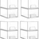 Vtopmart 8 Pack Clear Small Stackable Storage Drawers,Acrylic Bathroom Makeup Organizer,Plastic Storage Bins For Vanity, Undersink, Kitchen Cabinets, Pantry, Home Organization