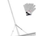 Landscape Rake 36 Inch Head, Leaf Rakes for Lawns with 67 Inch Handle, Aluminum Yard Tool for Loosening Soil, Landscaping Lawn Care , Lake Garden Pond and Beach Care