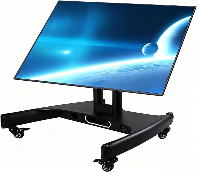Mobile TV Mount Stand, Low Height Monitor Cart with Wheels for 32-65 inch Flat Curved Screen TV, LED LCD, Height Adjustable, 90Adjustable Viewing Angle