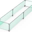 Skyflame Fire Pit Table Glass Wind Guard - 54" x 12", Thick Linear Heat-Resistant Tempered Glass Flame Shields with Hard Aluminum Corner Brackets and Rubber Feet for Propane, Gas, Outdoor