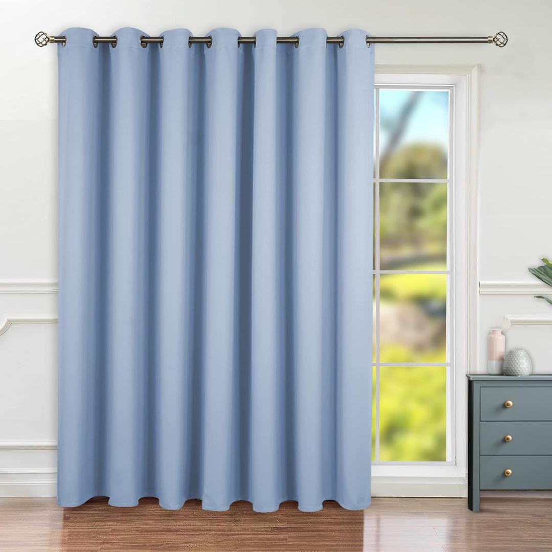 BGment Fashion Sliding Door Curtain 100 X 96 Inches, Wide Thermal Blackout Curtains Room Darkening Room Divider Window Curtain, 1 Panel, Spa Blue, 96 Length X Wide 100