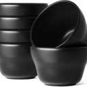 LE TAUCI Small Dessert Bowls Chili Bowls 8 Ounce Bouillon Cups for Dessert Soup Dipping Sauce Coffee Cupping - Set of 6, Maze Black