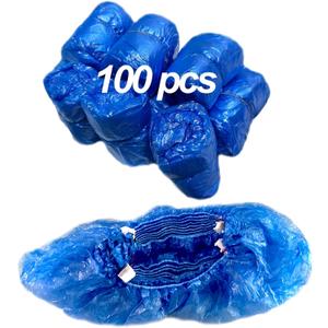 T Buckle Plastic Shoe Covers for Automatic Shoe Cover Dispenser,Indoors Disposable Boot Cover for Shoe Cover Machine,Waterproof,Dust Proof,for Home,Shop,Office,15-20'' Adjustable Size,100pcs,Blue