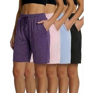 Real Essentials 3 Pack: Women's Dry-Fit Athletic 7" Bermuda Long High Waisted Running Shorts, XL