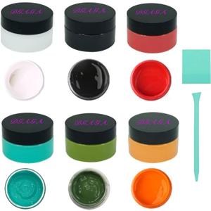 DGAGA 8PCS Chalk Paste with Mini Squeegees,Screen Printing Ink,Chalk Paste Paint for Stencil,Reusable Self Adhesive Silk Screen Stencils Paste Starter Kit,Chalkboard Paint for Craft DIY Home 50g/Jar