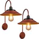 Red Solar Barn Lights for Outside, 2PCS Waterproof Solar Wall Light Fixture, Rustic Vintage Metal Gooseneck Solar Wall Mount Lights with Gold Interior, for Outdoor Barn Shed Farmhouse Porch