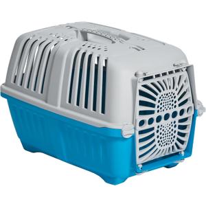 MidWest Homes for Pets Spree Travel Carrier - Hard-Sided Dog & Cat Carrier, Small Pet Travel Crate with Handle, Ventilated Design, Durable Plastic Door, Easy Assembly, 19-Inch, Blue