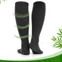 4 Pairs knee high socks for women Bamboo Calf Dress Long Athletic Tall Tube Socks for Outdoor Sport (Medium, Black, Grey)
