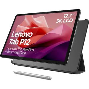 Lenovo Tab P12-2024 - Expansive Touchscreen Tablet - 12.7" 3K Display - 13MP Camera - 8GB Memory - 128GB UFS Storage - Android 13 - Dolby Atmos - Quad JBL Speakers - Pen and Folio Case Included