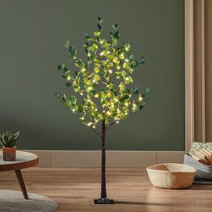 Lightshare 5FT Lighted Eucalyptus Tree 162L Warm White LED Artificial Greenery with Lights for Wedding Holiday Home Party Decoration Indoor Outdoor