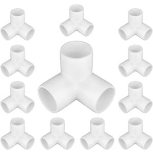 12-Pack 3 Way PVC Fittings 1 Inch, Furniture Grade PVC Pipe Elbow Connector for All DIY Structure and Frames