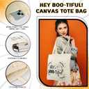 Paterr 4 Pcs Halloween Boo Basket Gift Spooky Tote Bag Keychain Cosmetic Bag Pumpkin Bracelets Ghost Love Boo Gifts for Women (Beige)