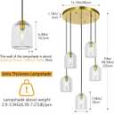 Modern Gold Pendant Lights Kitchen Island Ceiling Chandelier Indoor Crystal Hanging Light Fixtures for Dining Room Kitchen Living Room Bedroom5Light