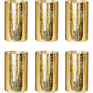 Gold Candle Holder Hurricane Candle Cylinder Vases for Centerpieces Set of 6 for Wedding Table Centerpiece