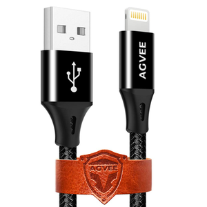 AGVEE 3.3ft for iPhone Charging Cable, Reinforced End Tip, Braided Fast OEM USB Charger Wire Data Cord for iPhone 11 10 8 7 6S 6, iPad iPod iOS Case Friendly, Black 
