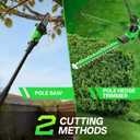 SOYUS 2-in-1 Pole Saw 8-Inch Cordless and 18-Inch Pole Hedge Trimmer, Pole Saw for Tree Trimming with 2x 3.0Ah Battery & Charger, 15-Foot Max Reach Pole Chainsaw with Multi-Angle, Auto Oiling
