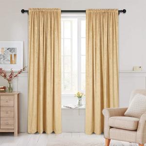 ELKCA Gold Double-Sided Chenille Window Curtains for Living Room Room Curtains for Bedroom, Rod Pocket, 52inchX84inch, 2 Panels