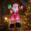 10ft Giant Seated Santa Claus Christmas Inflatable Yard Decor Build-in LED Blow up Christmas Decorations Indoor Outdoor Holiday