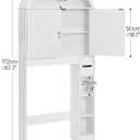 HOOBRO Over the Toilet Storage Cabinet, 67.7'' Tall Bathroom Organizer with Wave Doors, Arched Design with Adjustable Shelf, Toilet Paper Holder, Freestanding Cabinet for Narrow Space, White WT26TS01, 30.7 inches x 7.9 inches x 67.7 inches