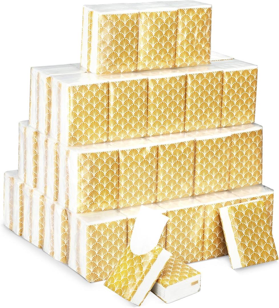 Ctosree Pack of 50 Vintage Pocket Tissues Travel Packs Bulk 500 Sheet Small Tissues Pocket Packs Party Favors 3 Ply Mini Travel Size Individual for Allergy Camping