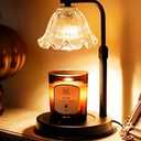 Flower Candle Warmer Lamp with Timer - Electric Modern Wax Melt Warmer Black Scented Jar Candles Light Room Decor for Women Mom House Warming New Home Birthday Gifts
