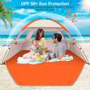 Gorich Beach Tent Sun Shelter for 3/4/6/8/10 Person with UPF 50＋ UV Protection, Lightweight & Easy Setup Beach Shade Canopy, Portable Beach Shade Tent Beach Cabana (3 Person)