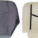 NLQR Front Driver Side Bottom Replacement Seat Cover Cloth Dark Gray and Bottom Foam Cushion Compatible with Chevy Silverado GMC Sierra 2003 2004 2005 2006 2007