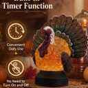 Thanksgiving Turkey Snow Globe Lantern, Lighted Fall Tabletop Decoration with Swirling Glitter, Battery & USB Powered Resin Turkey Decor with Timer for Home, Mantel and Harvest Table