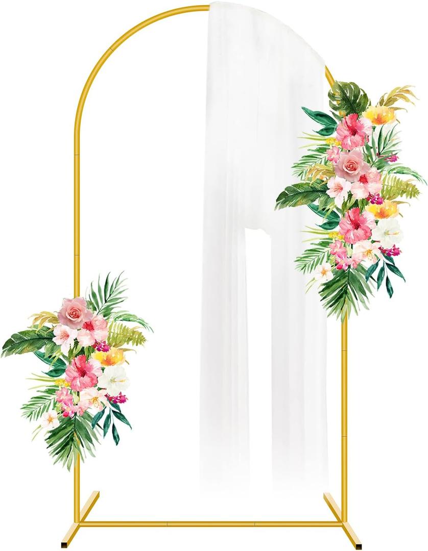 6FT Metal Arch Backdrop Stand,Gold Wedding Arched Backdrop Stand Frame for Party Decoration Wedding Birthday Graduation Ceremony Baby Shower Garden Floral Balloon
