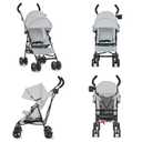 Dream On Me Rover Convenience Baby Stroller Lightweight & Compact Travel Umbrella Stroller, Quick One-Hand Fold, Lockable Rear Wheels, Adjustable Canopy, 3-Point Safety Harness & Cup Holder Grey