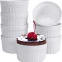 Ramekins 6 oz Set of 8, Creme Brulee Ramekins, Souffle Dishes, Oven Safe Porcelain Ramiken Bowls For Custard, Lava Cakes, Pudding, Flan, Mini Desserts, Dipping Sauce Cups