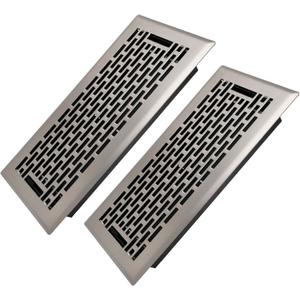Howeall 4x10 Inches 2 Pack Heavy Duty Walkable Floor Register - Easy Adjust Air Supply Lever Decorative Floor Vent Covers - Boston Design Vent Covers for Home - Satin Nickel